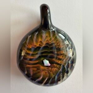 Lampwork Flamework Artisan Handcrafted Glass Pendant Implosion Vortex Design